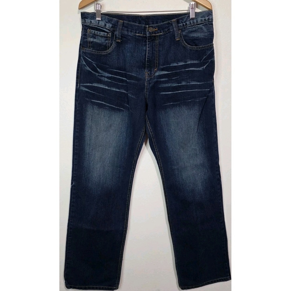 Savage Denim Jeans‎ Mens 38x32 Blue Dark Wash Straight EUC